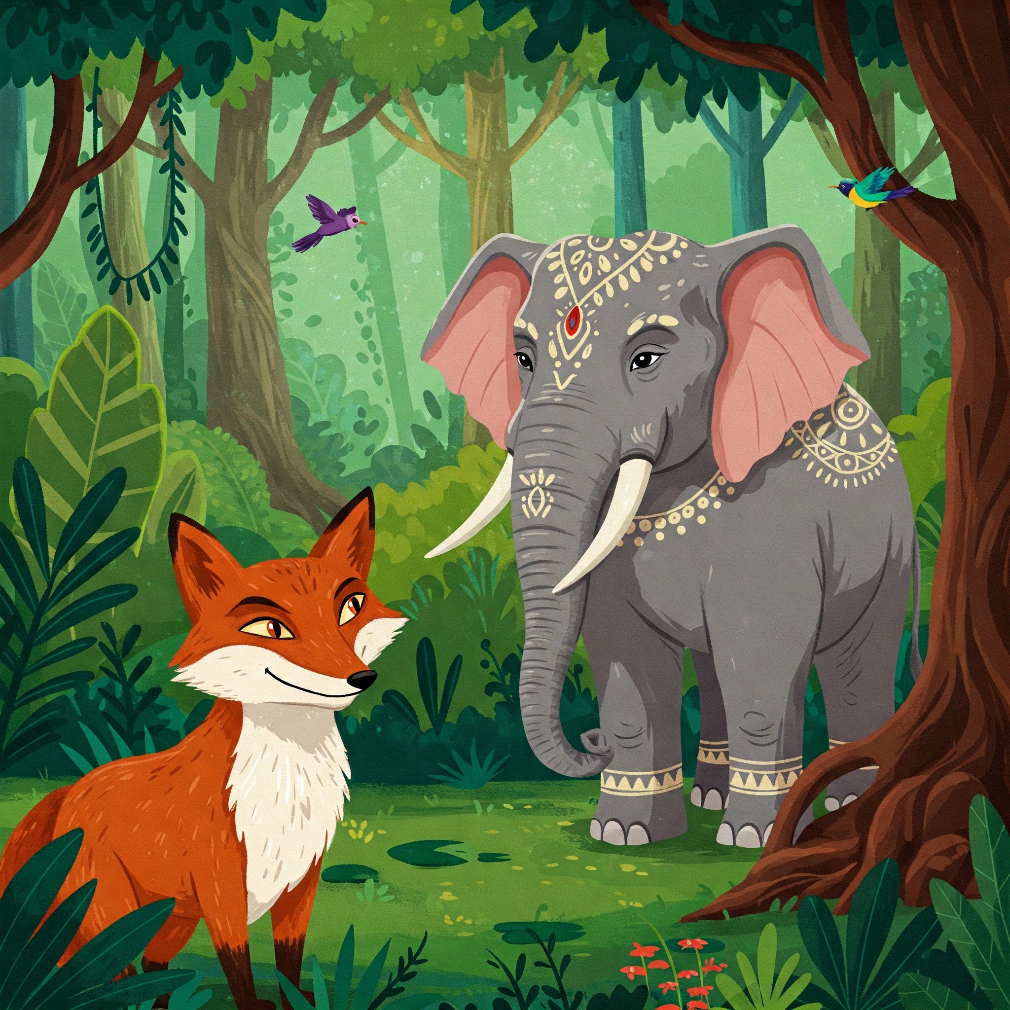 The Clever Fox and the Magical Elephant