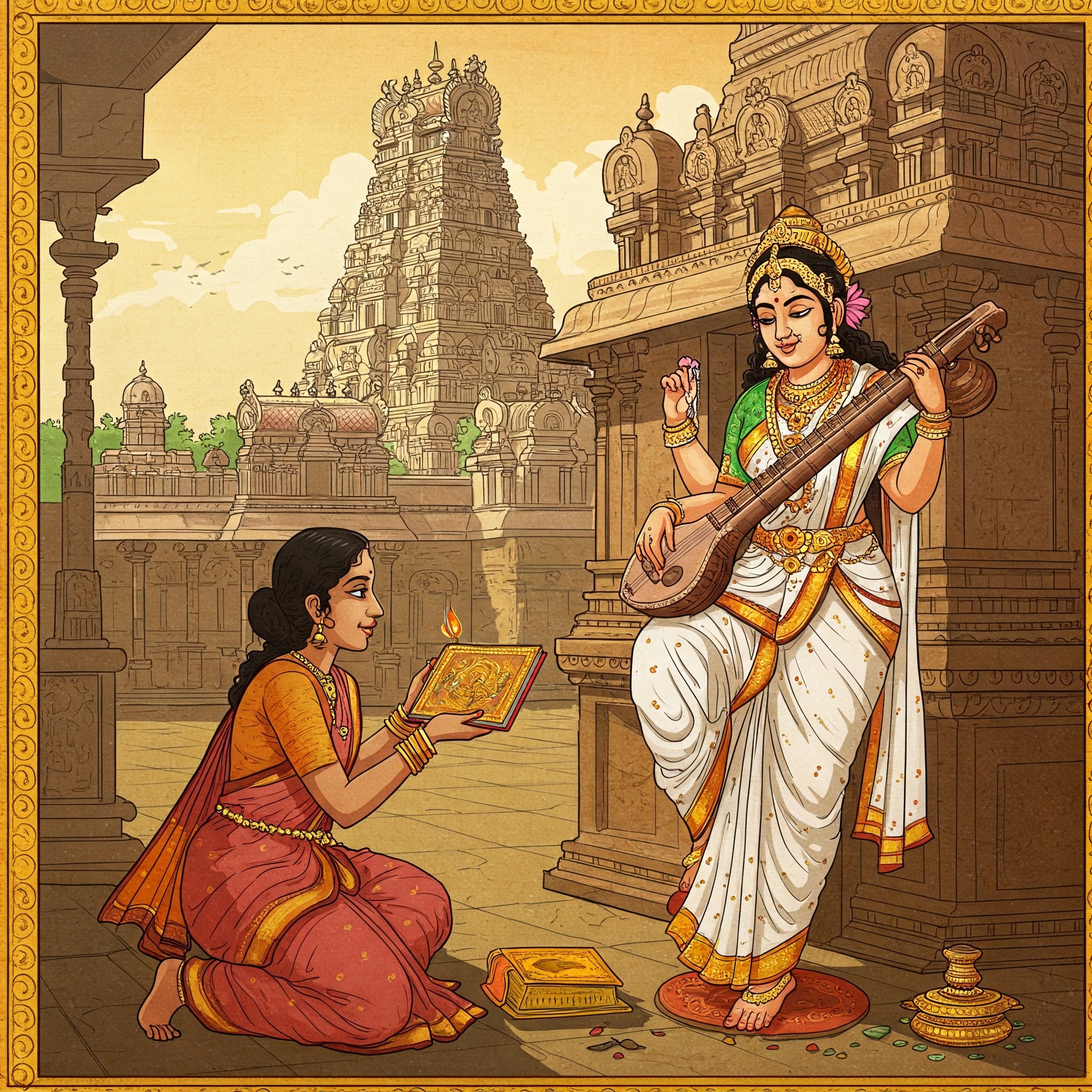 The Divine Blessing of Goddess Saraswati at Kanchipuram